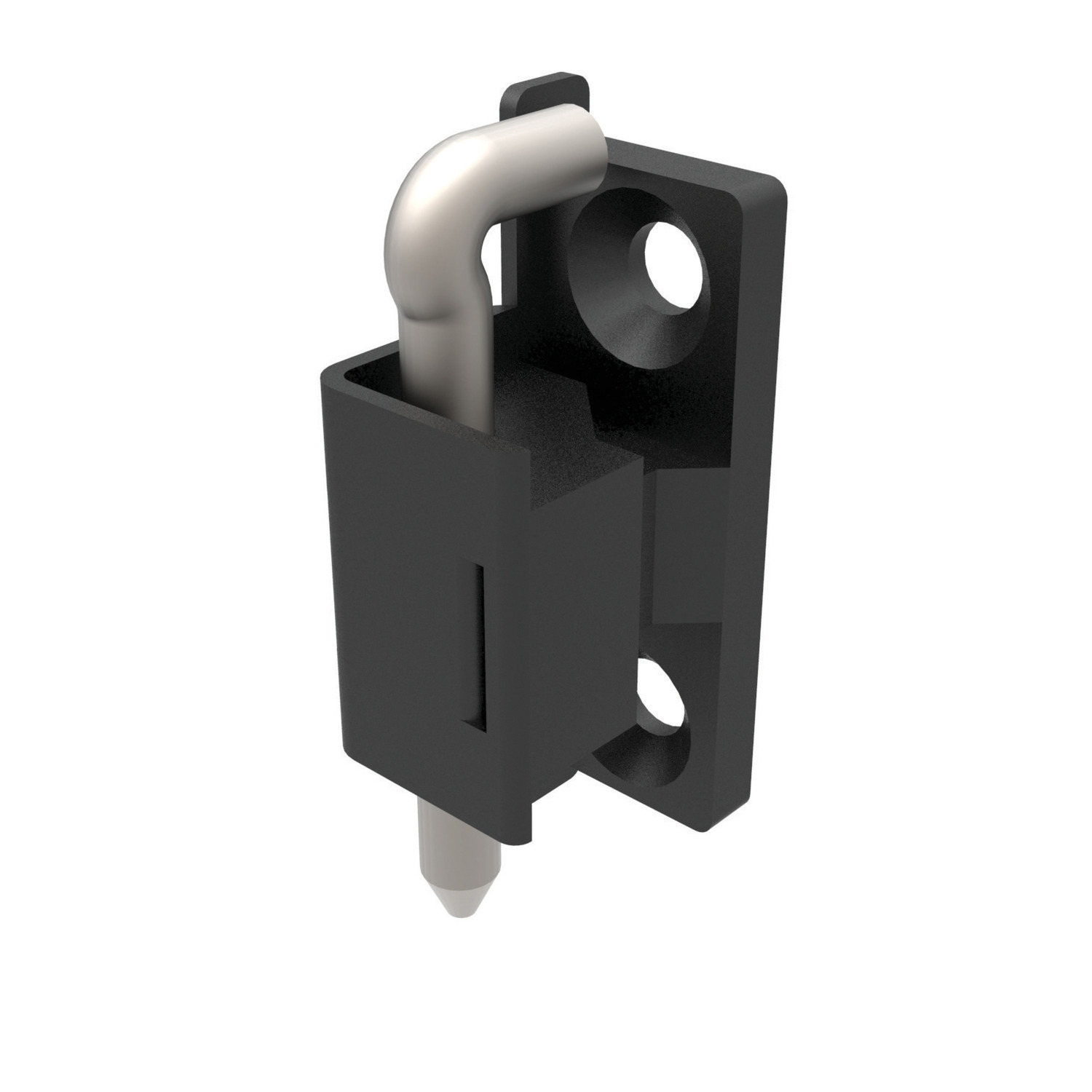 Corner Hinge - 24mm Door Return Cut out and countersunk screw. Black coated. For sure metal enclosures with a 24mm frame off-set.