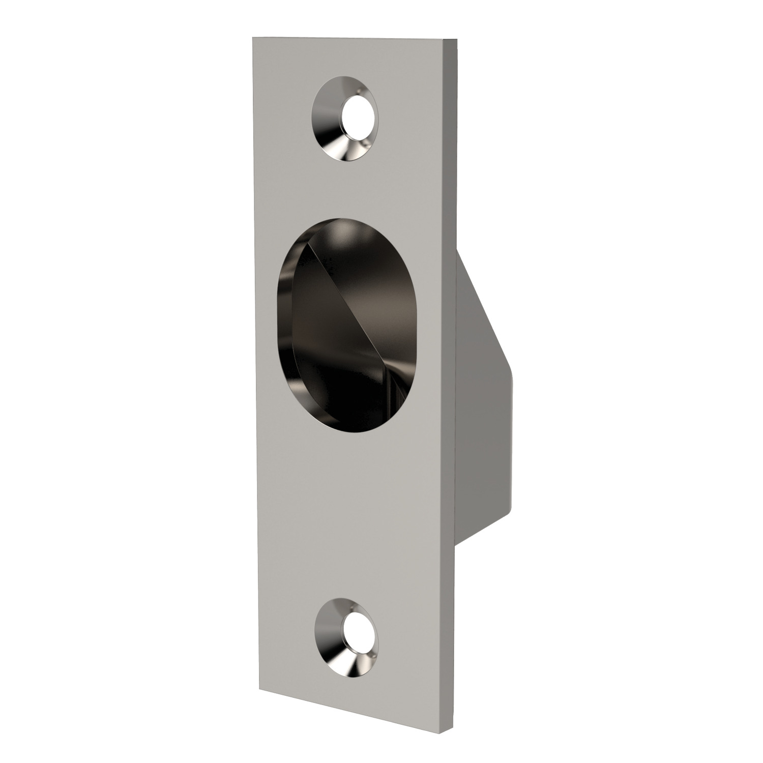 Finger Pulls, Recessed Satinin finish AISI 304 stainless steel. Compact finger pull design for use in doors or enclosures of minimum thickness of 30mm.