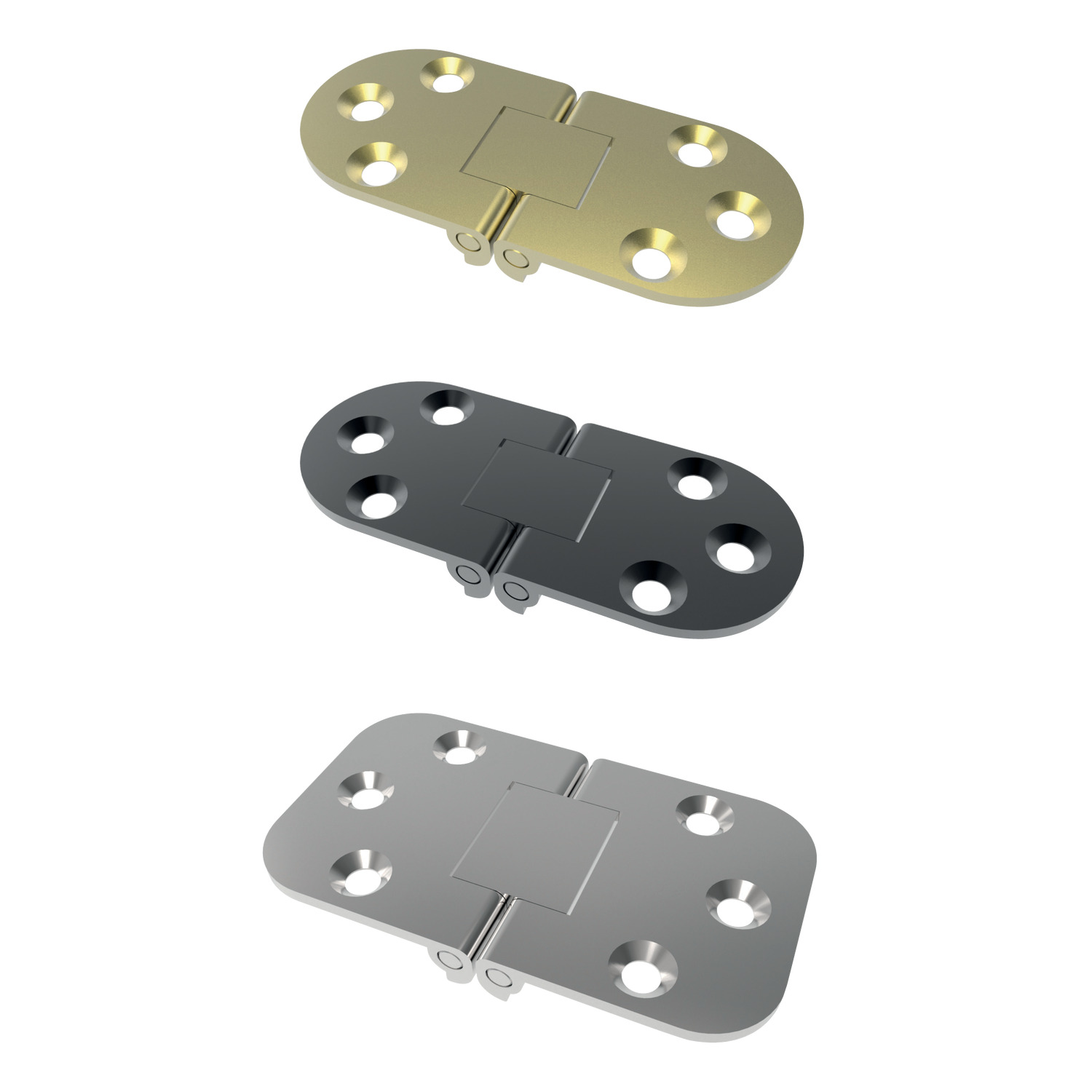 Product S2052, Flush Mount - Drop Lid Hinges two pivot overlay - brass / 
