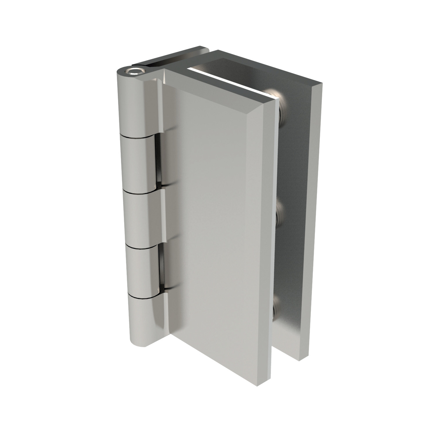 Glass Door Hinges - Set Screw Mount Stainless steel hinges designed for mounting via 3 grub screws. No holes in the glass surface required for installation.