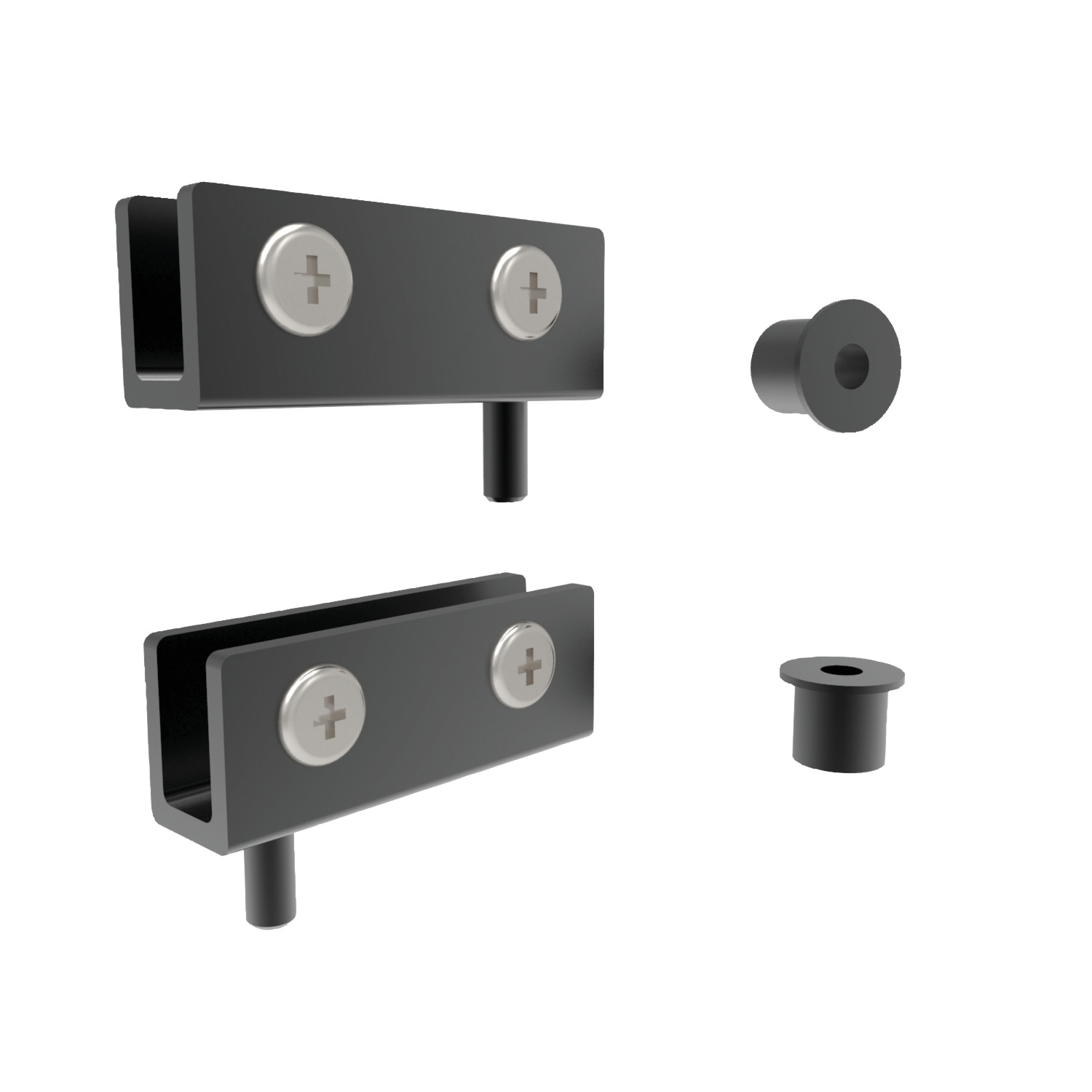 Glass Door Hinge - Inset Type Plastic inset hinges with stainless hinge body, for use as pairs.