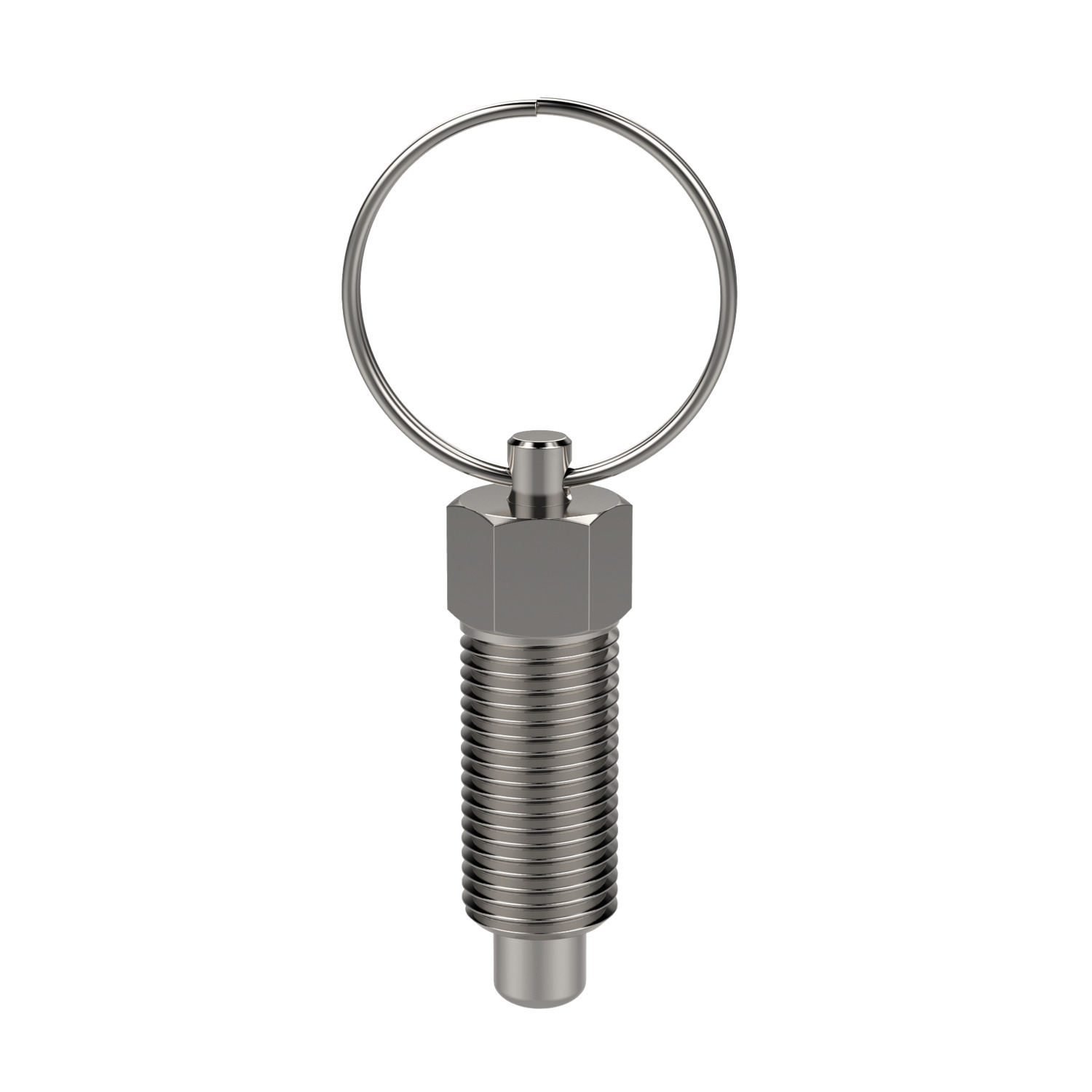 Index Plungers - Pull Ring Pull ring, non-locking index plungers with coarse thread. Made from stainless steel (AISI 303 and 301). Suitable for applications where high precision is not required (coarse thread).