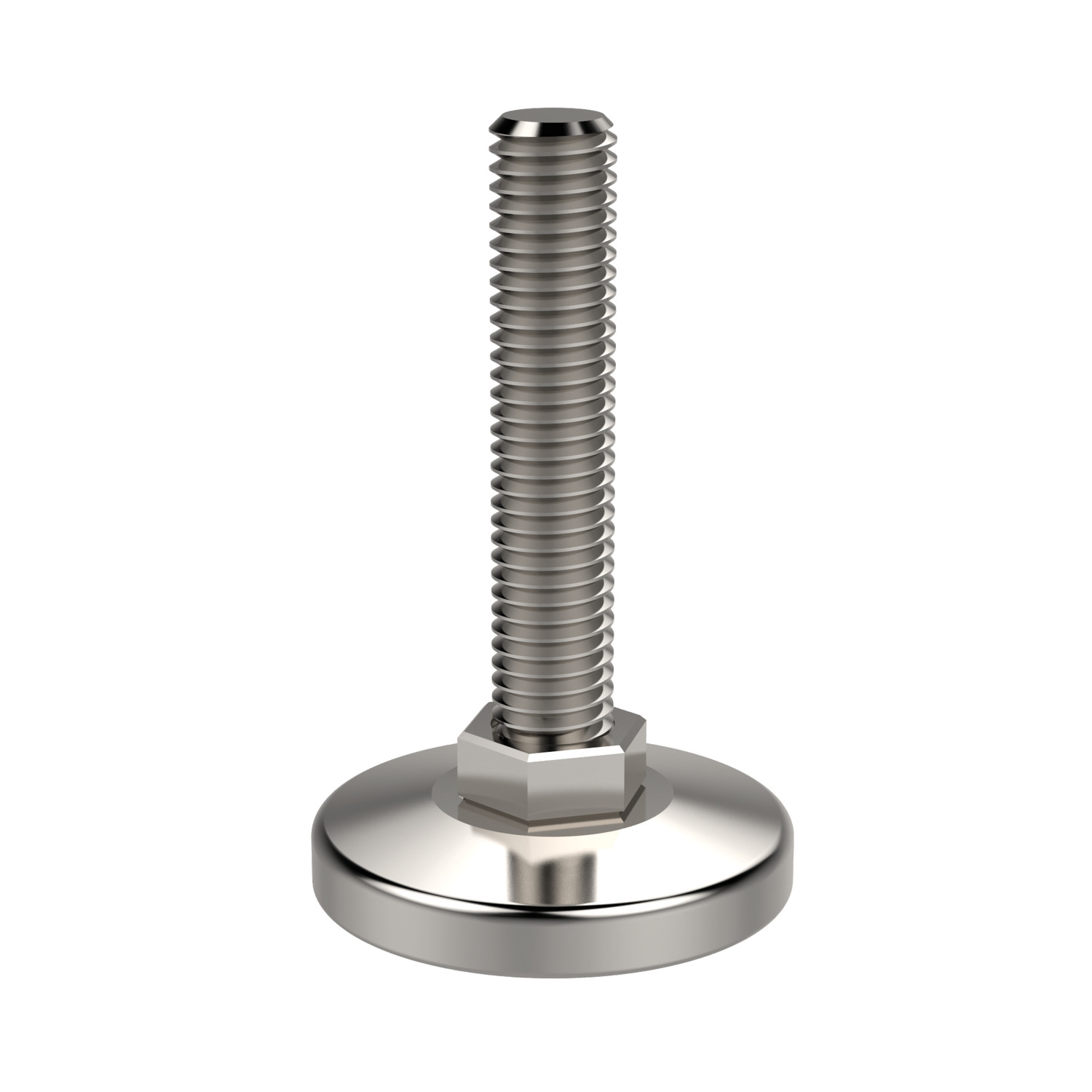 Mini Levelling Feet Stainless steel (AISI 304, AISI 316 on request) mini levelling feet suitable for medium loads. Due to dealing with heavier loads thread bolt only allows freedom of movement of 3°.