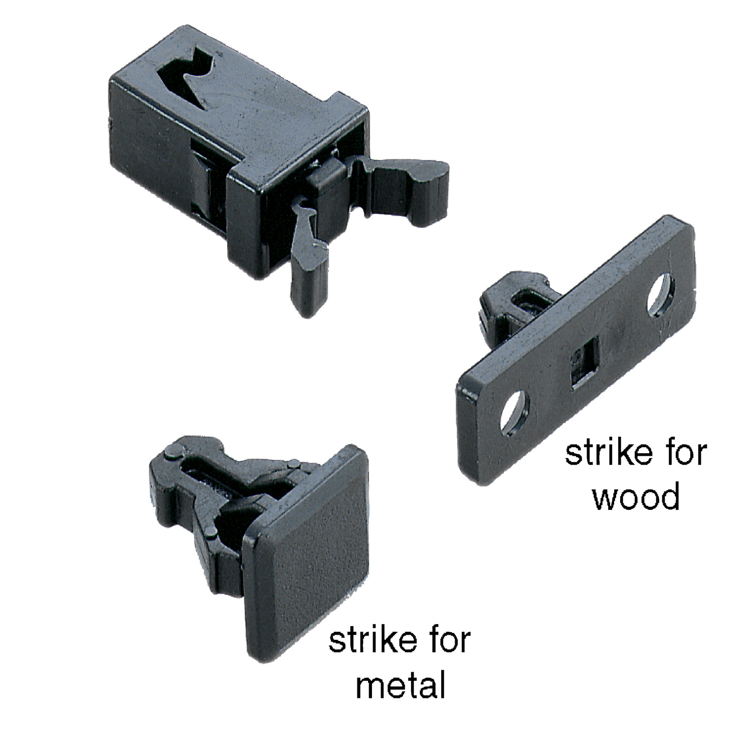 Mini Touch Latches Popular mini touch latch, for installation in wood or metal. Supplied with strike, 1.2Kgf retaining force.