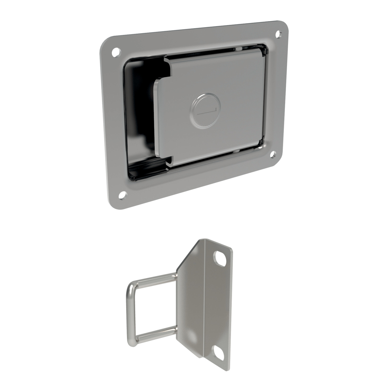 Product B4756, Push To Close Paddle Latches pull to open - slam action - standard cylinder lock - steel or stainless / 