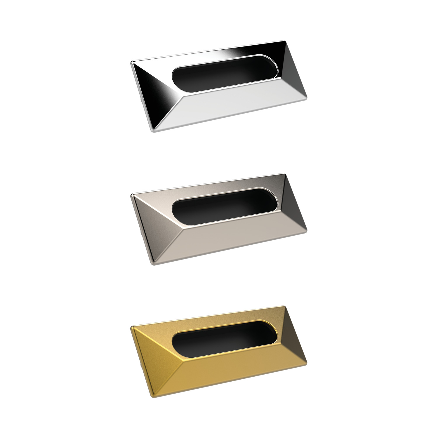 Pull Handles - Recessed Rear mounting pull handles - recessed. Black plastic material supplied with spacer and screws (M4x8).