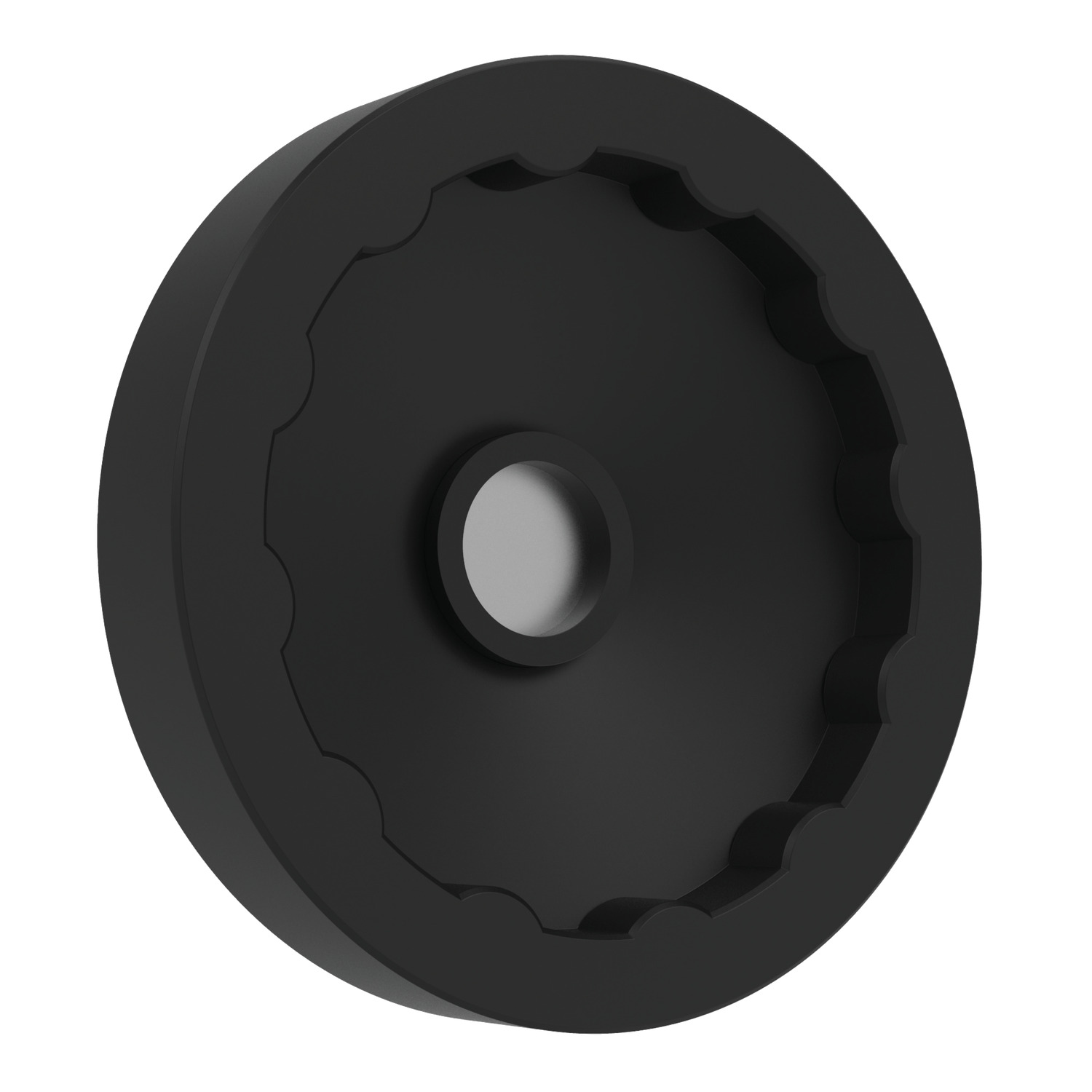 Solid Disc Handwheels Thermoplastic solid disc handwheel. Pilot hole allows for various sizes of keyway to be machined into the hub.