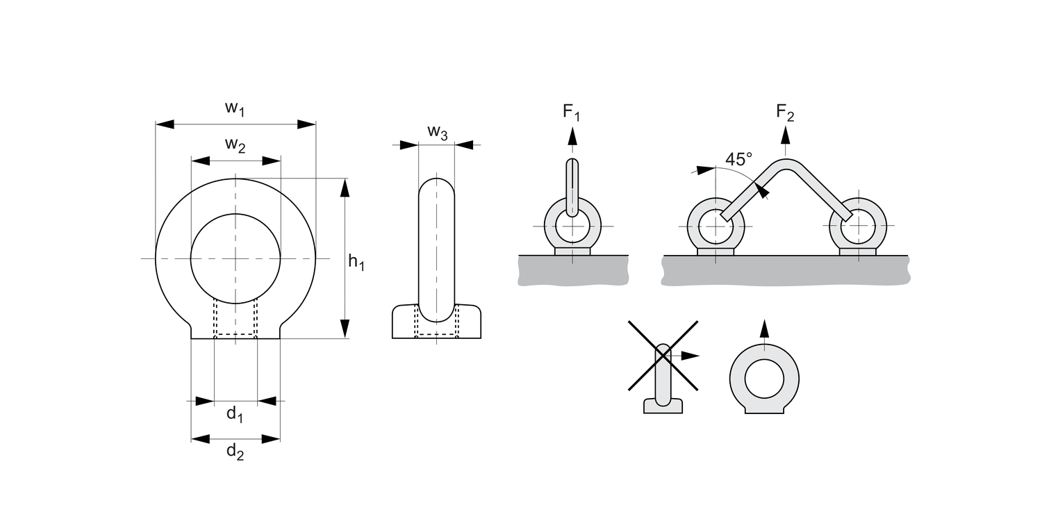 18843 Steel Female Lifting Eye Bolts