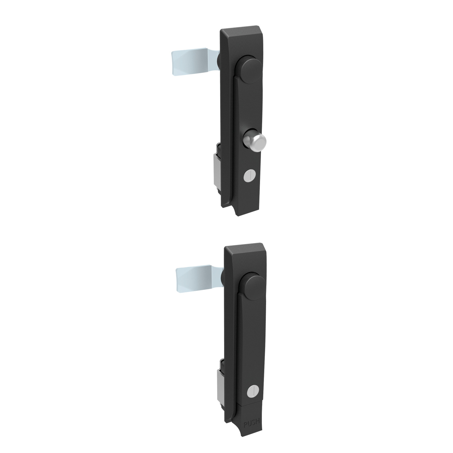 Swing Handles - Cam Control Available with or without a push handle to release the handle, this part comes with an optional padlock clasp that prohibits access to the lock