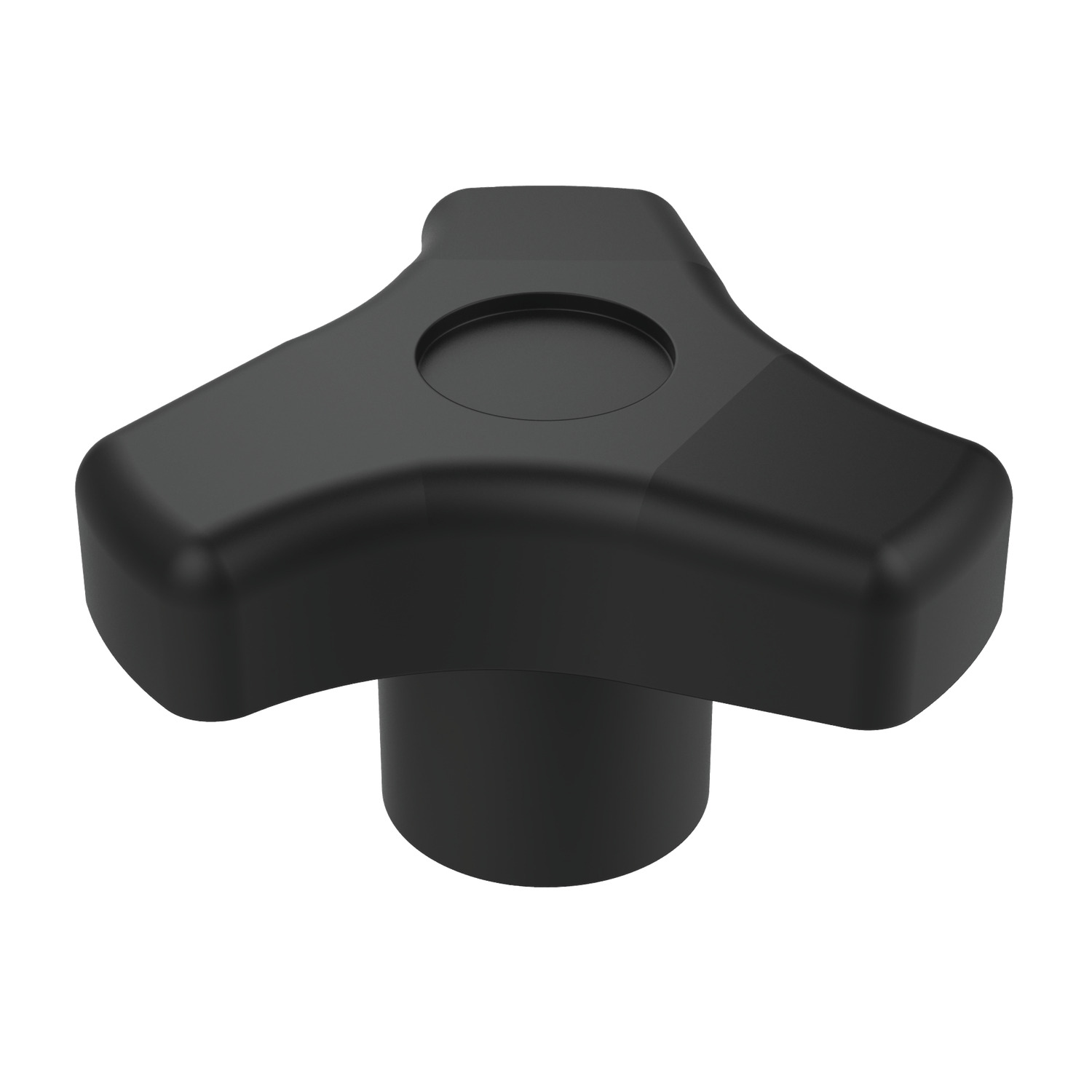 Three Lobed Knobs Matte black plastic three lobed knobs. Available in sizes from M6 to M12. Available from stock.