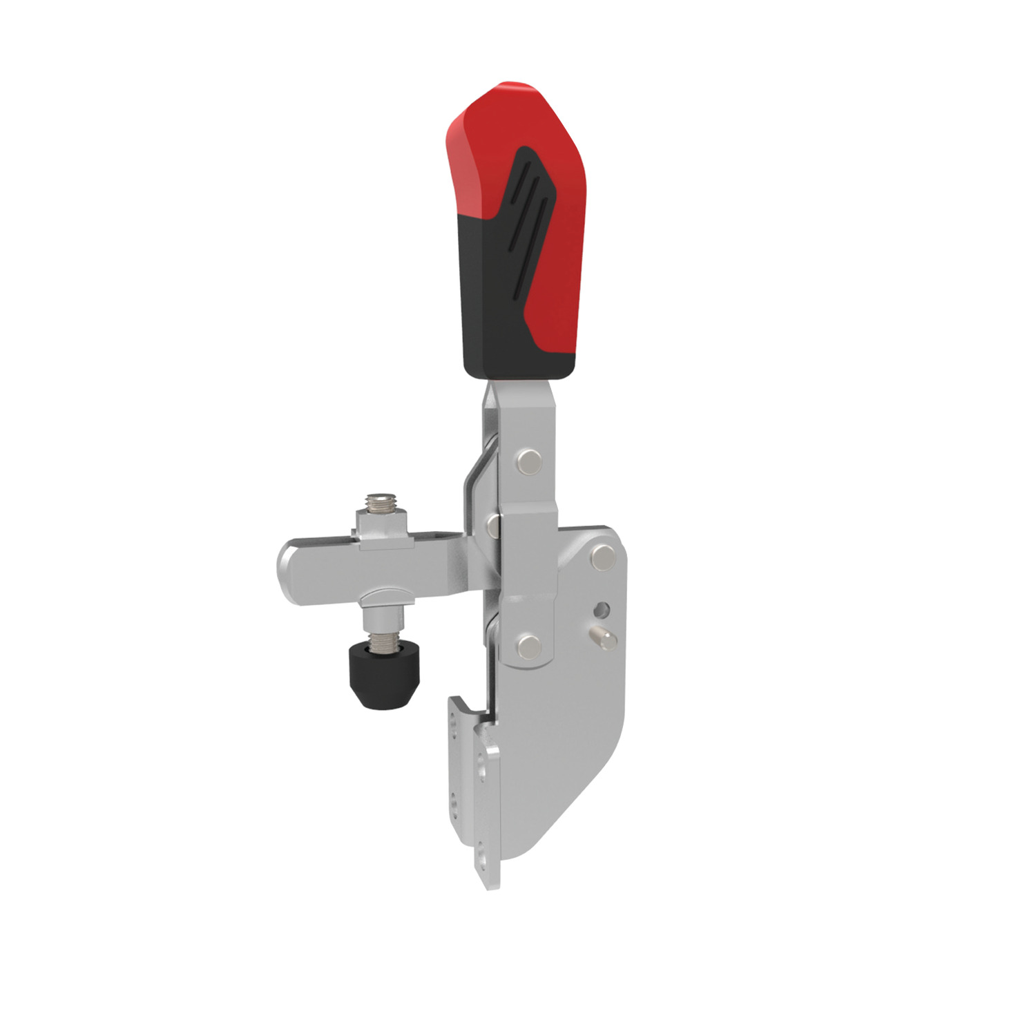 Vertical Acting Toggle Clamps Vertical acting toggle clamps with an angle base for fastening to mounting plates. Zinc plated steel body with an Ergonomic, oil resistant handle.
