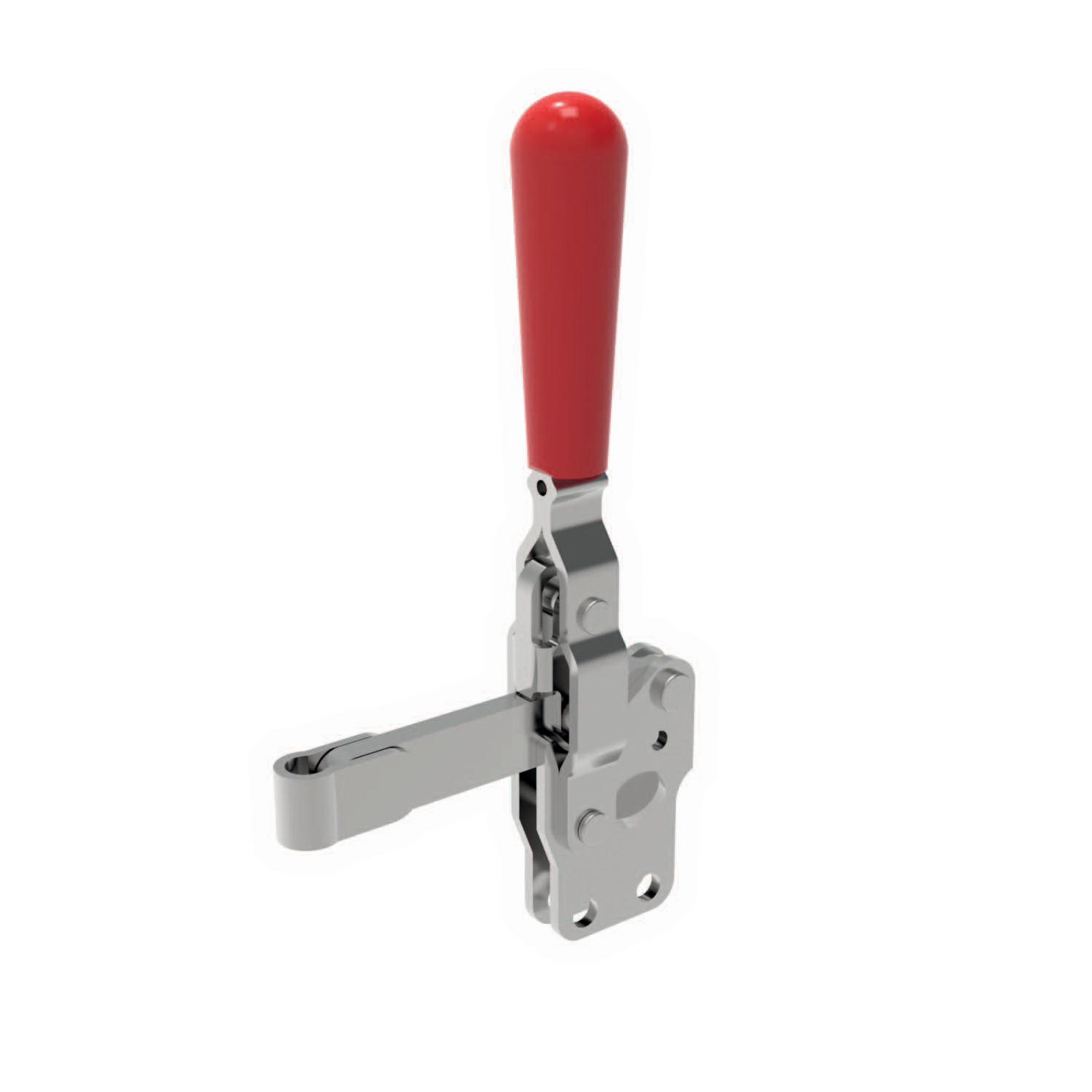 Toggle Clamps - Vertical Acting Vertical acitng toggle clamp with a weldable arm. Zinc plated. Supplied complete with clamping screw and rubber nose.