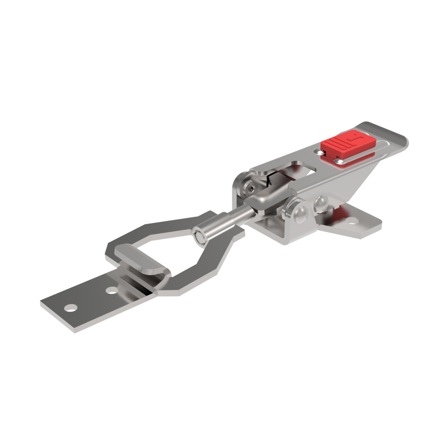 Draw Latches - Adj. Draw - Secondary Lock Toggle latches with adjustable secondary lock, available in steel or stainless steel. Draw length adjustable through turns of threaded raw rod for up to 12mm of adjustment.