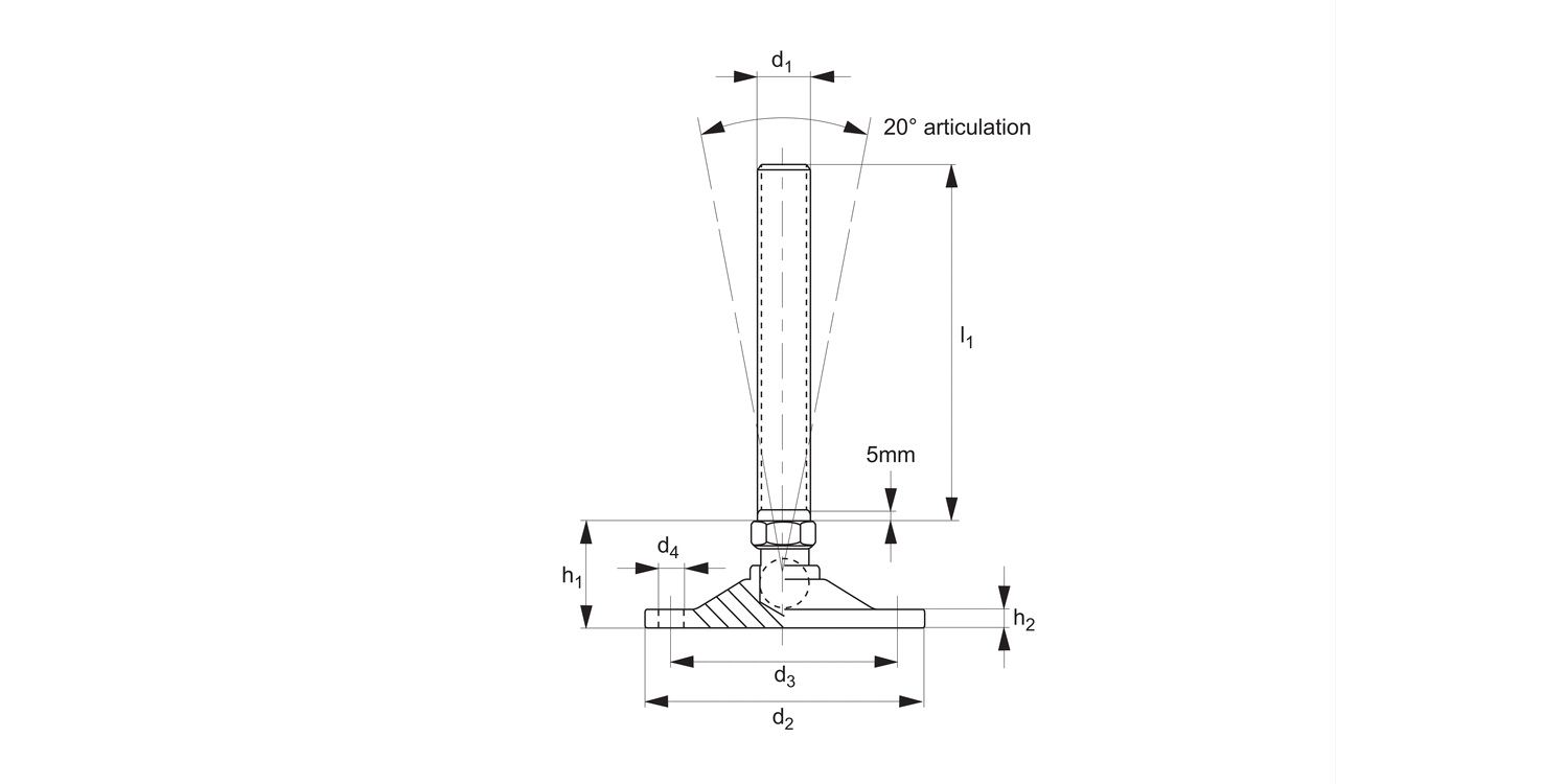 34702 Levelling Feet - Bolt Down
