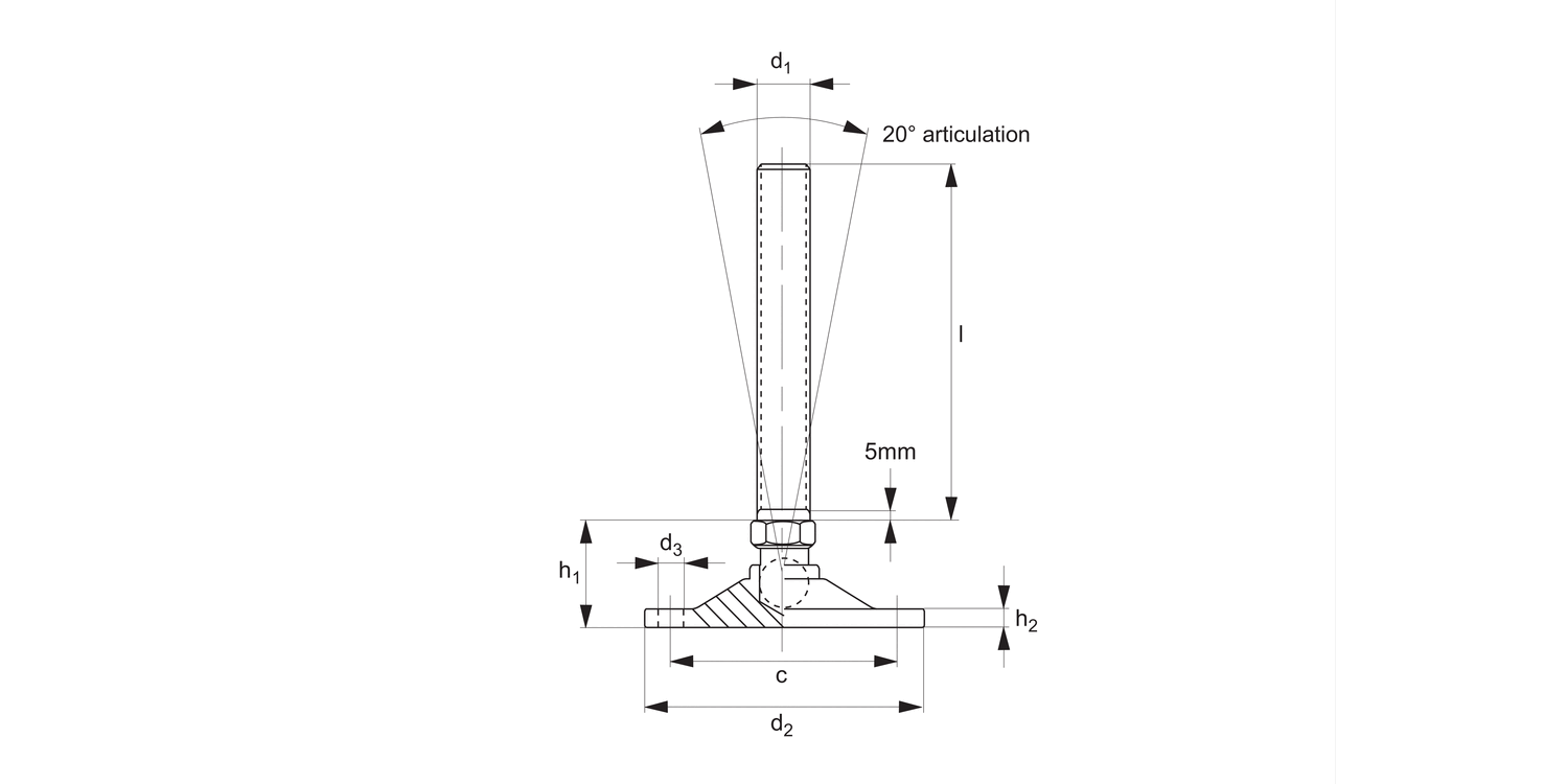 34712 Levelling Feet - Bolt Down, Medium Duty