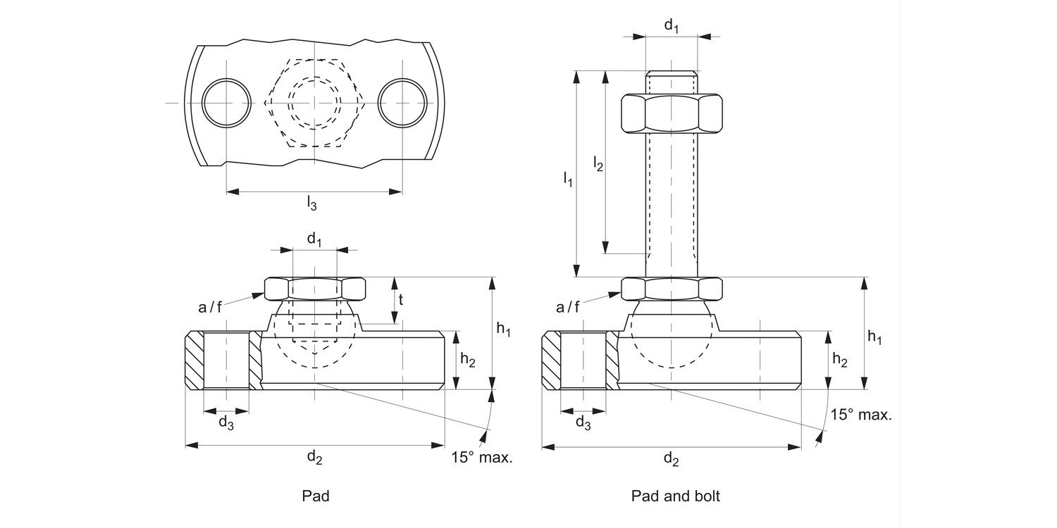34713 Levelling Feet - Bolt Down, Heavy Duty