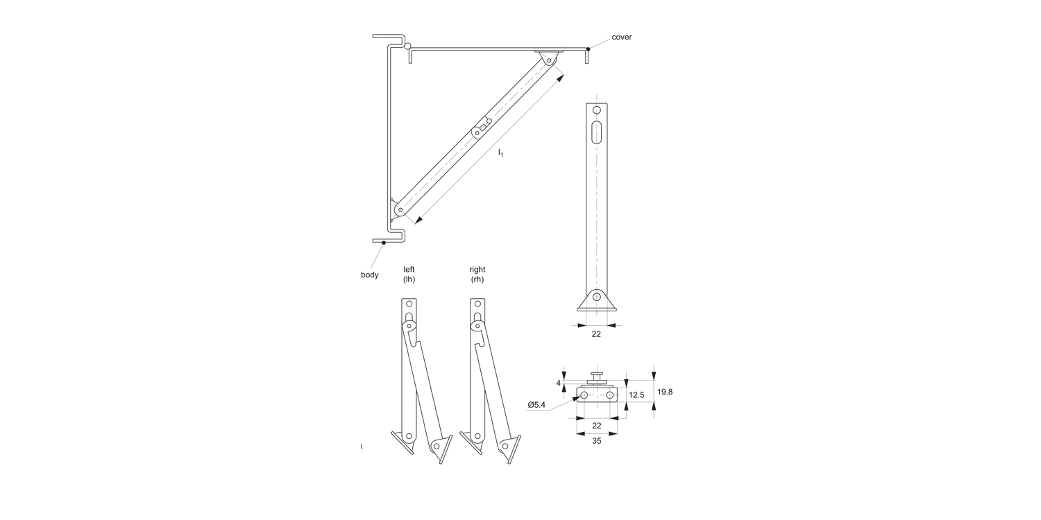 N0956 Lid Stays - Heavy Duty
