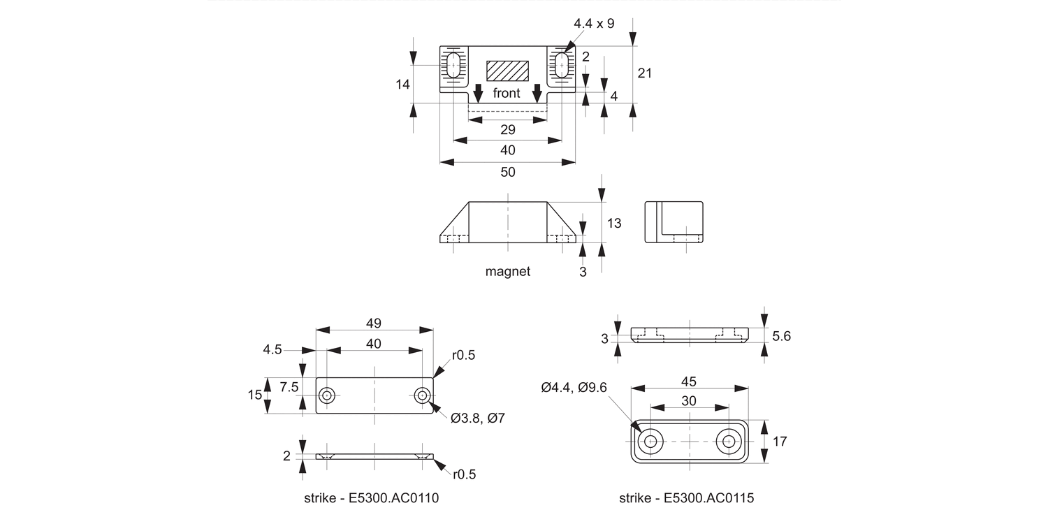 E5300 Magnetic Catches - Hermetically Sealed