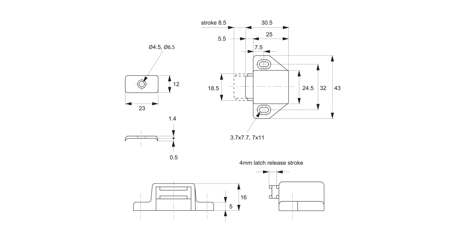 E5000 Magnetic Touch Latches