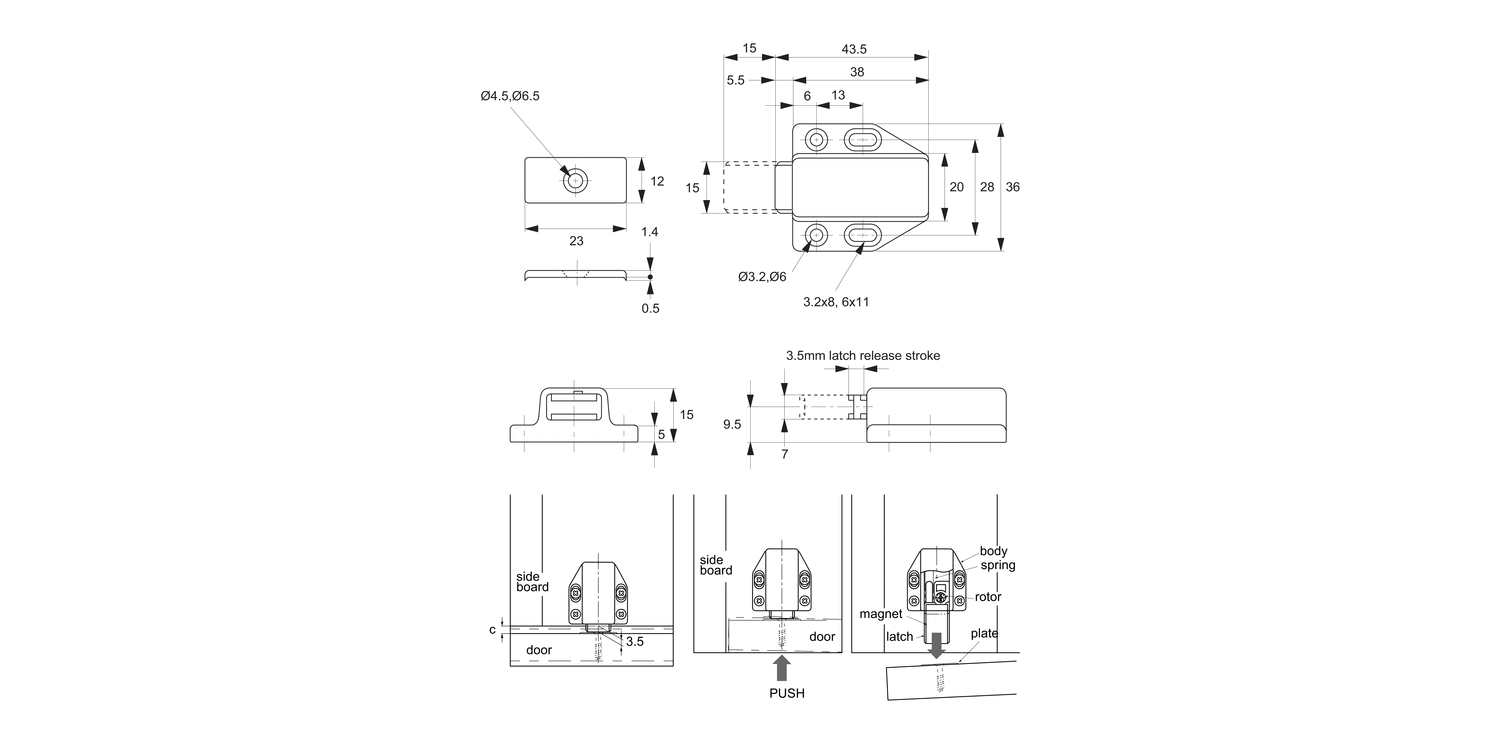 E5200 Magnetic Touch Latches