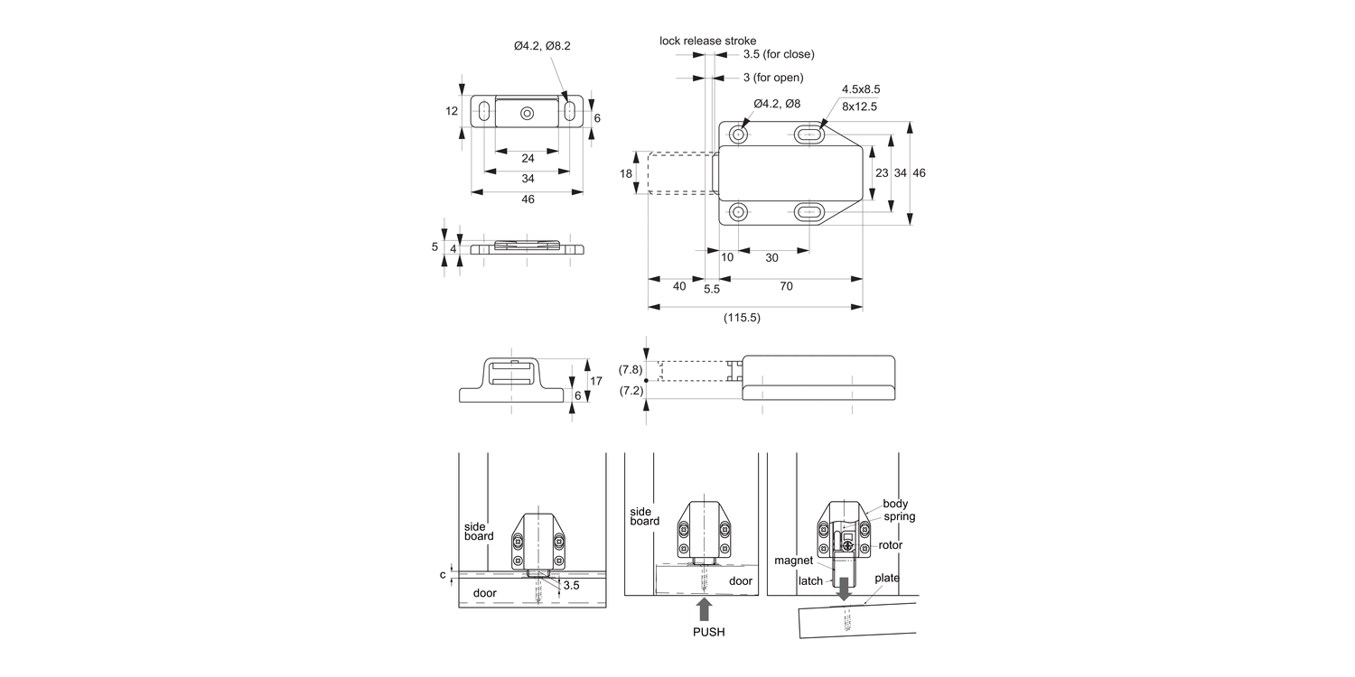 E5250 Magnetic Touch Latches