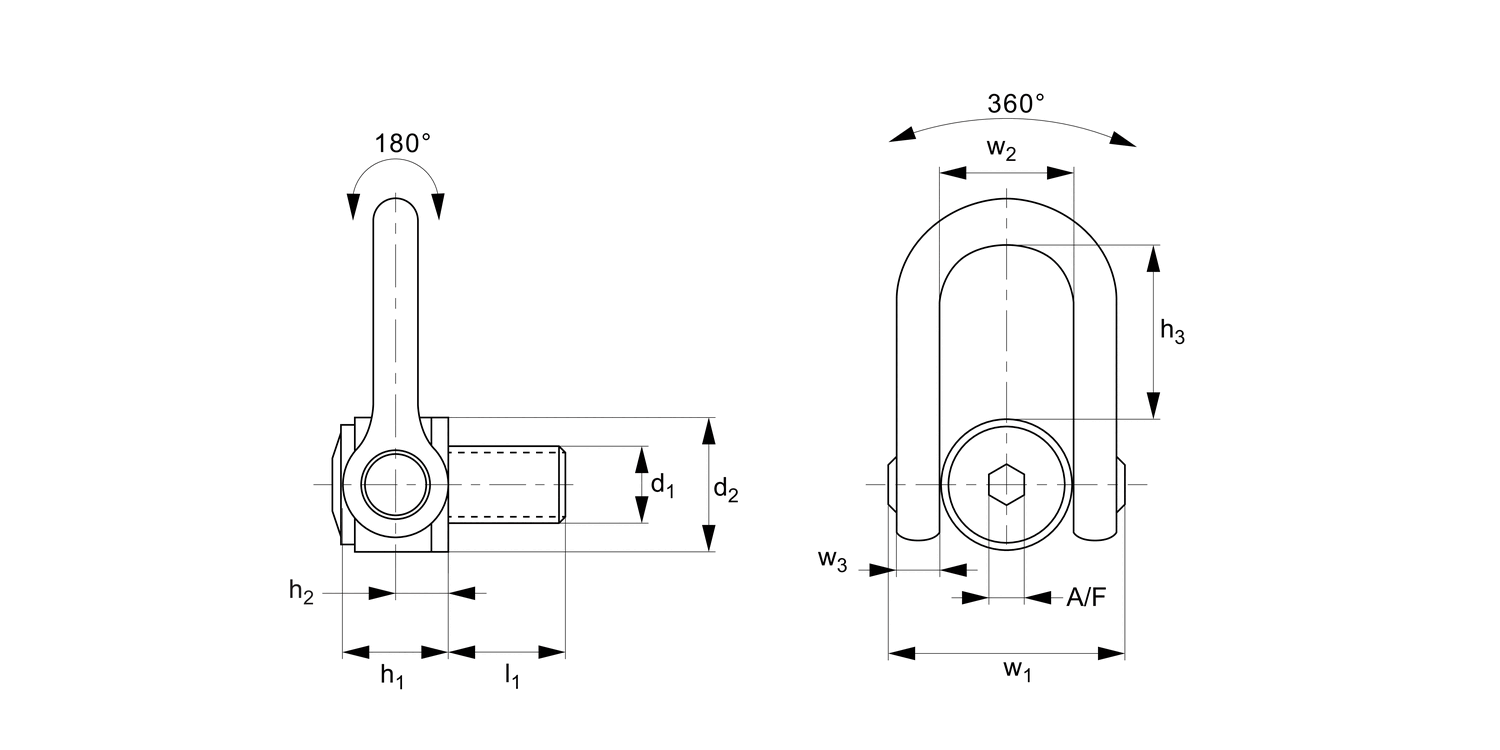 63082 Mega Double Swivel Shackles  Male