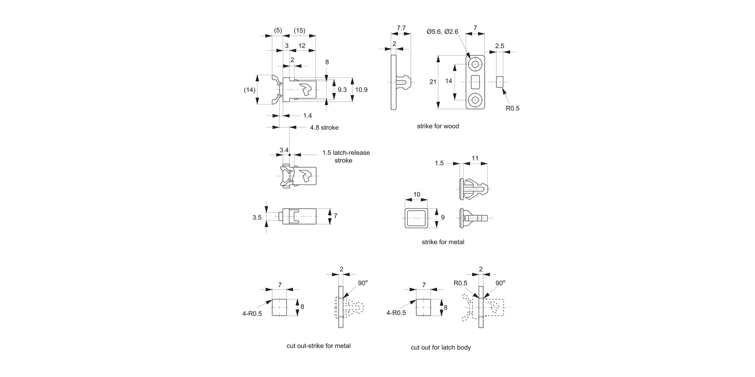 E3000 Mini Touch Latches