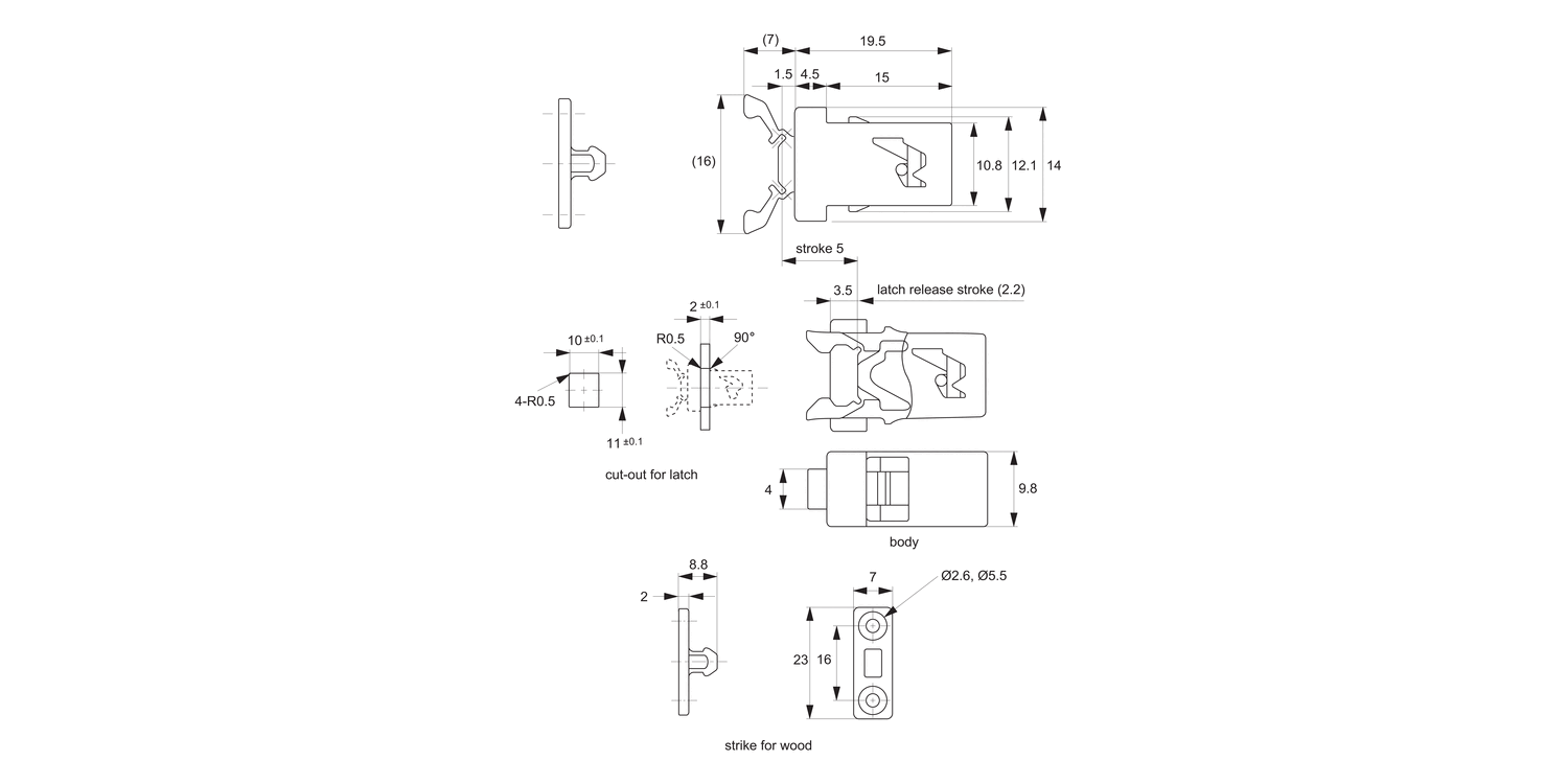 E3200 Mini Touch Latches