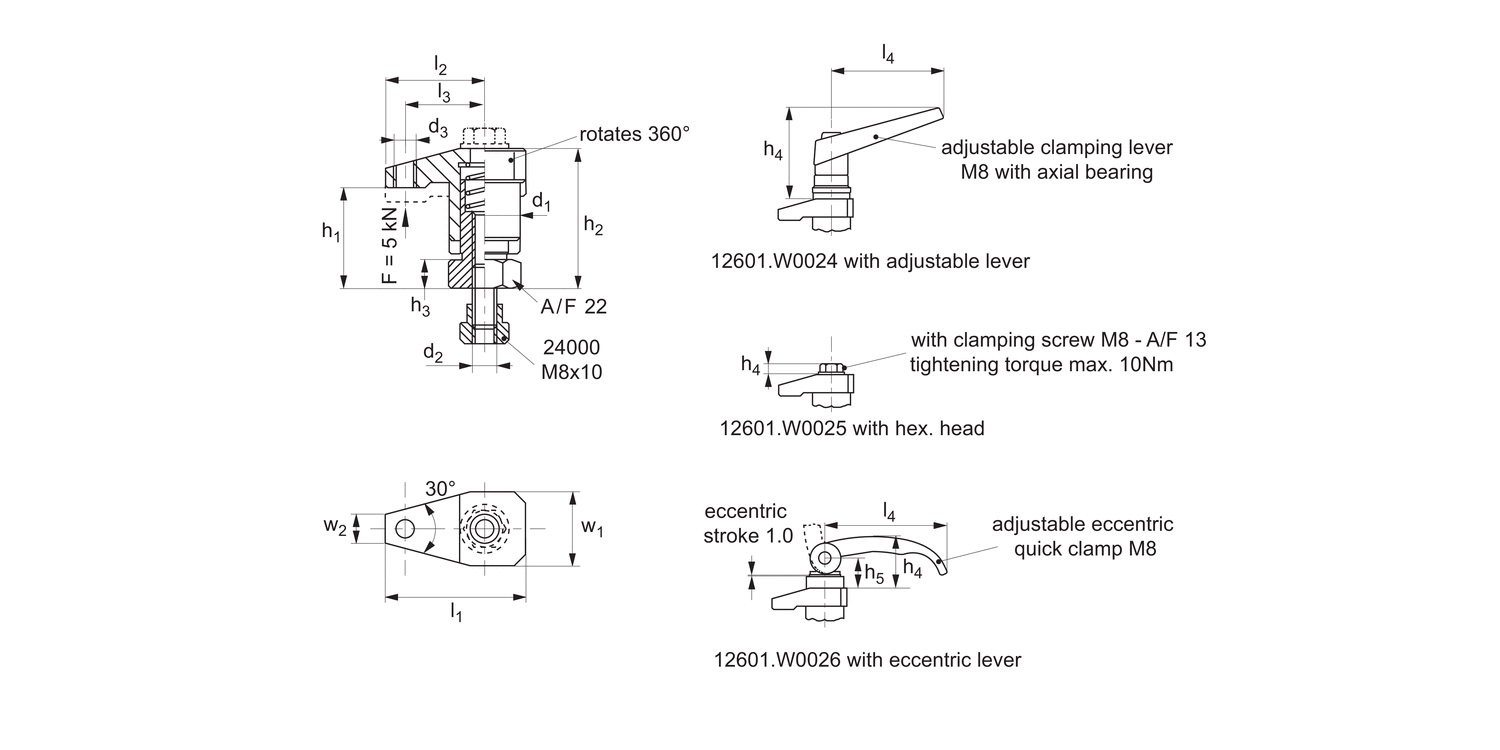 12601 Miniature Down Thrust Clamps