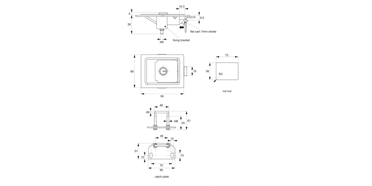 B4703 Push To Close Paddle Latches