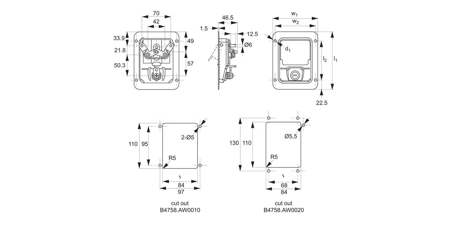 B4758 Push To Close Paddle Latches