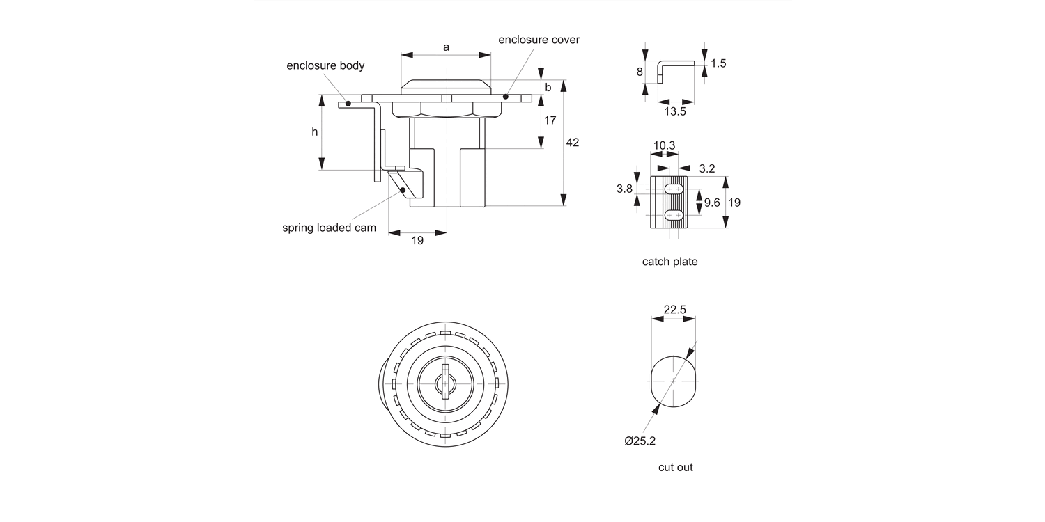 E1600 Push Lock - Spring Loaded Cam