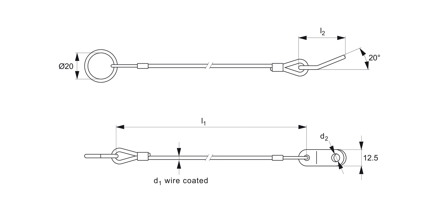 33252 Lanyard - Split Ring to Rectangle Tab