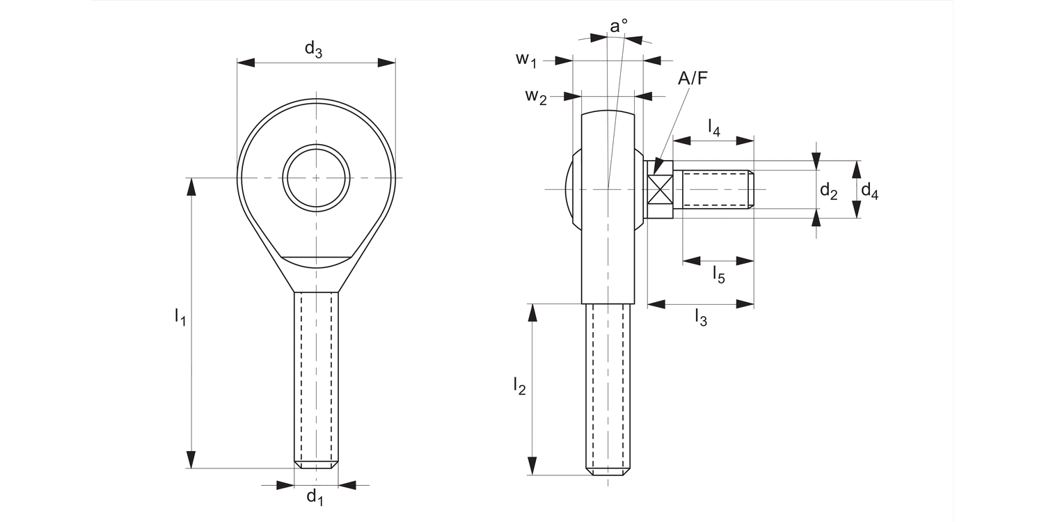 65996 Stainless Rod End with stud
