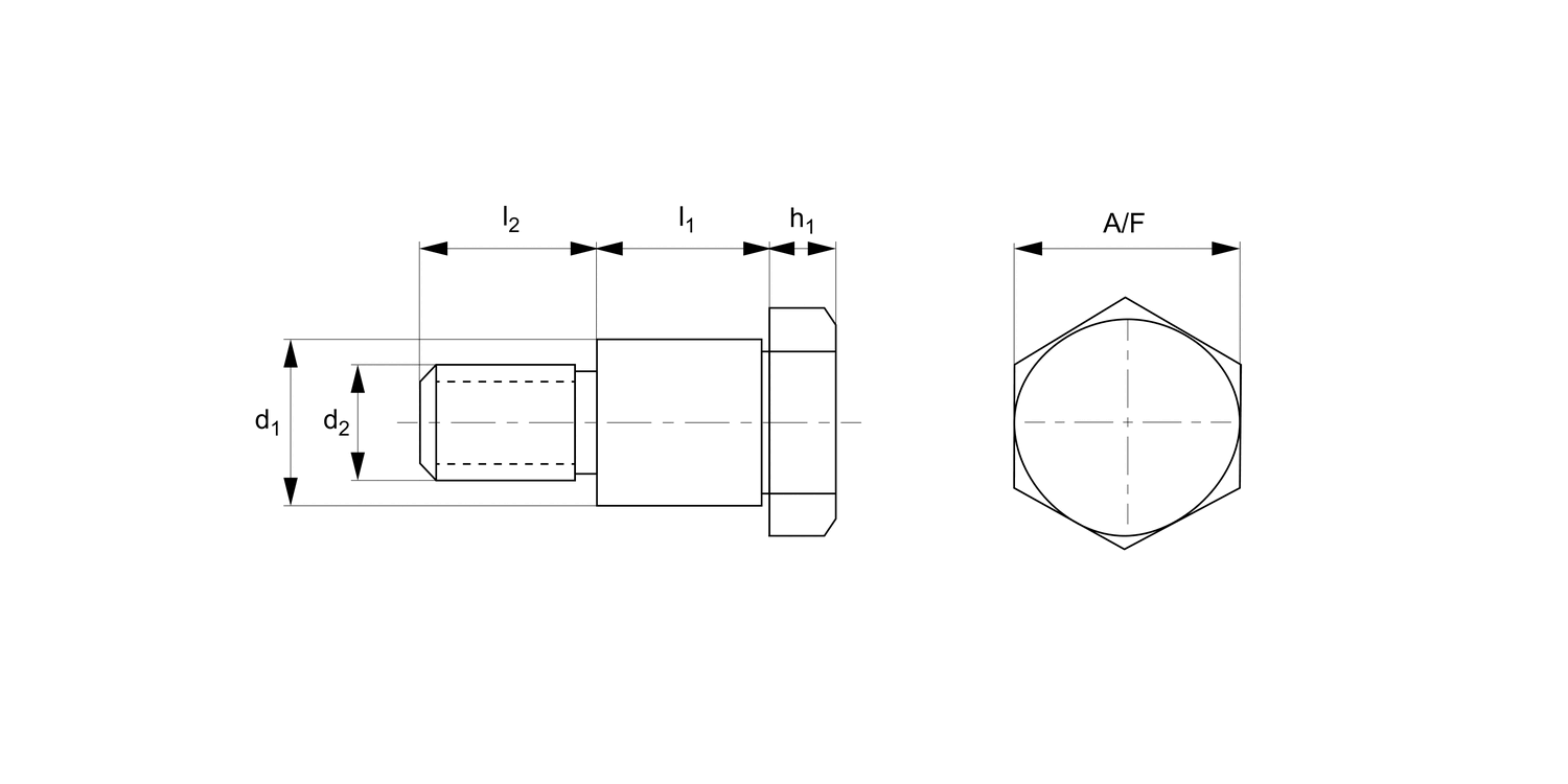 33652 Stainless Shoulder Bolts - Hex. Head