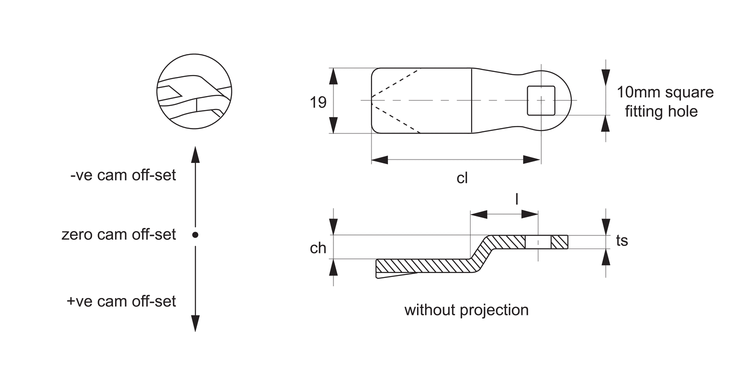 A0216 Single Point Cams - Flexi-System - 10 x 10 Sq.