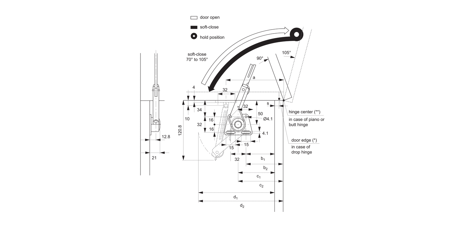 N0200 Soft-Closing Stays - for Top Opening Lid