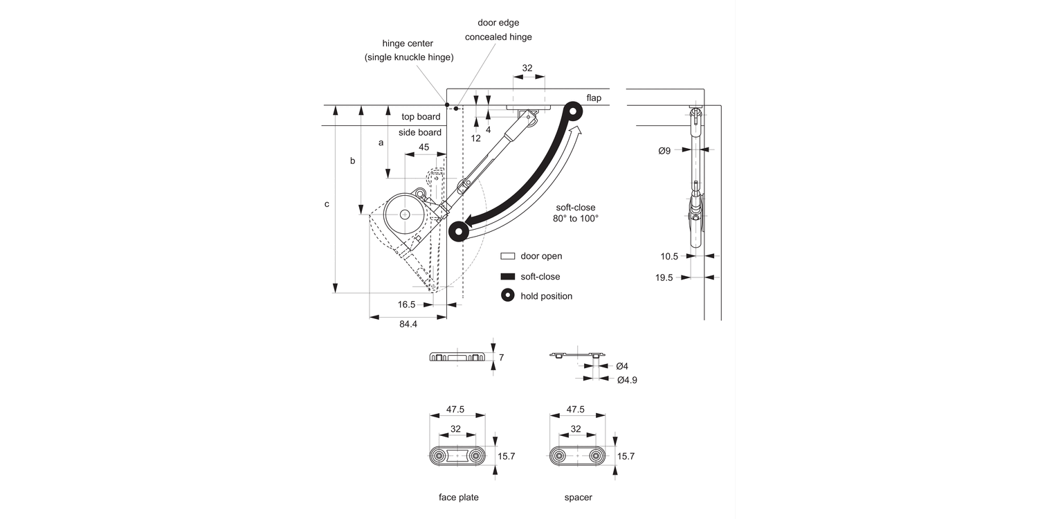 N0080 Soft-Closing Stays - for Top Opening Lid