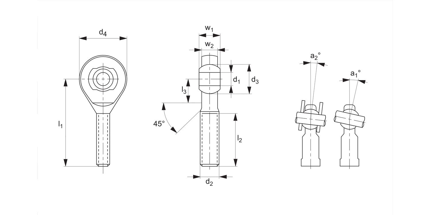 65702 Stainless Heavy-Duty Rod Ends - Male
