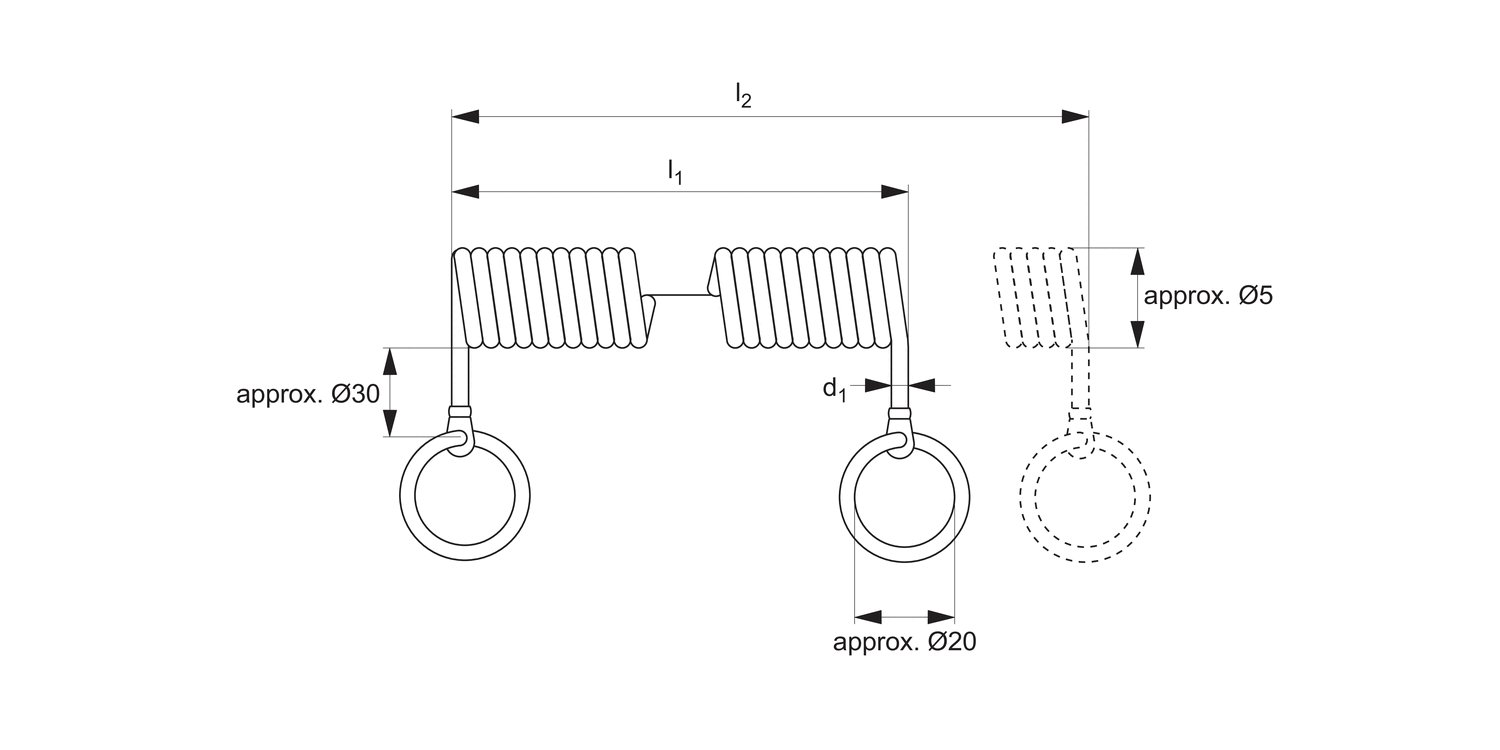 33261 Lanyard - Spiral Wire with Split Rings