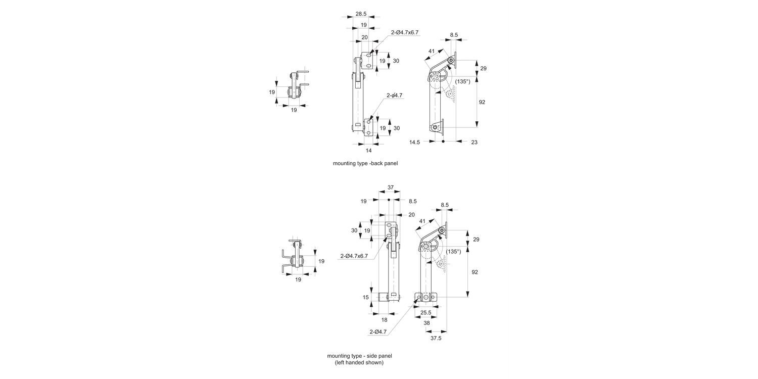 N0020 Spring Loaded Lid Stay