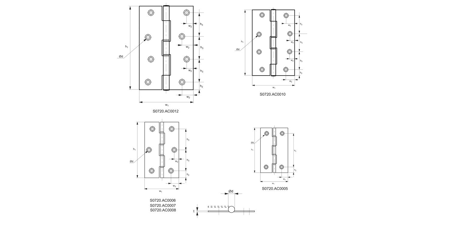S0720 Surface Mount - Leaf Hinges