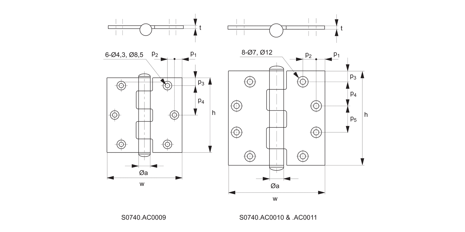 S0740 Surface Mount - Leaf Hinge