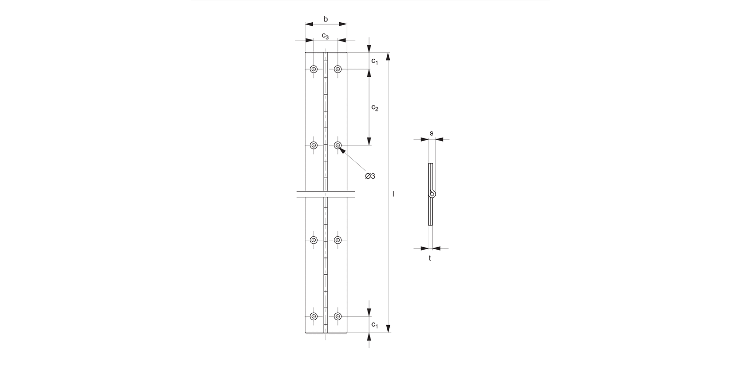 S0100 Surface Mount - Piano Hinges