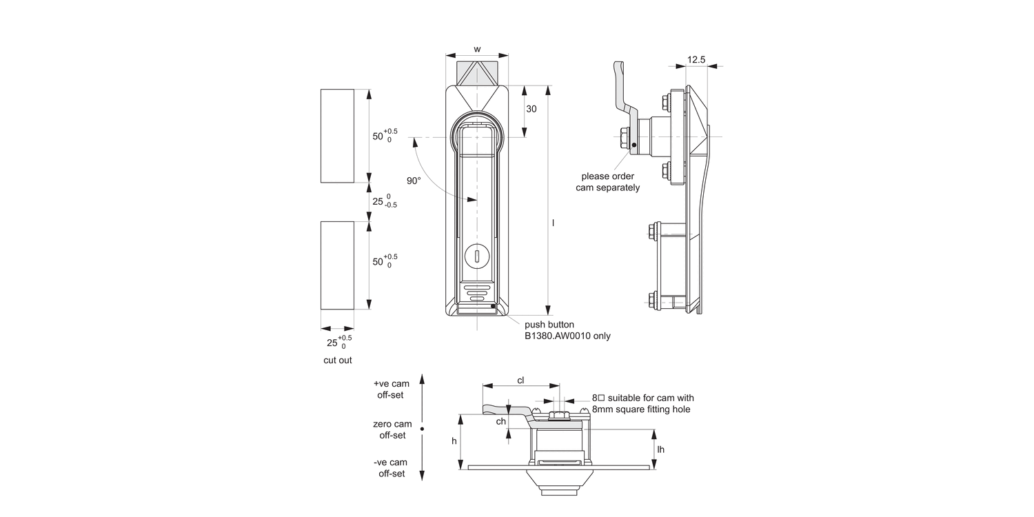 B1380 Swing Handles - Cam Control - Short