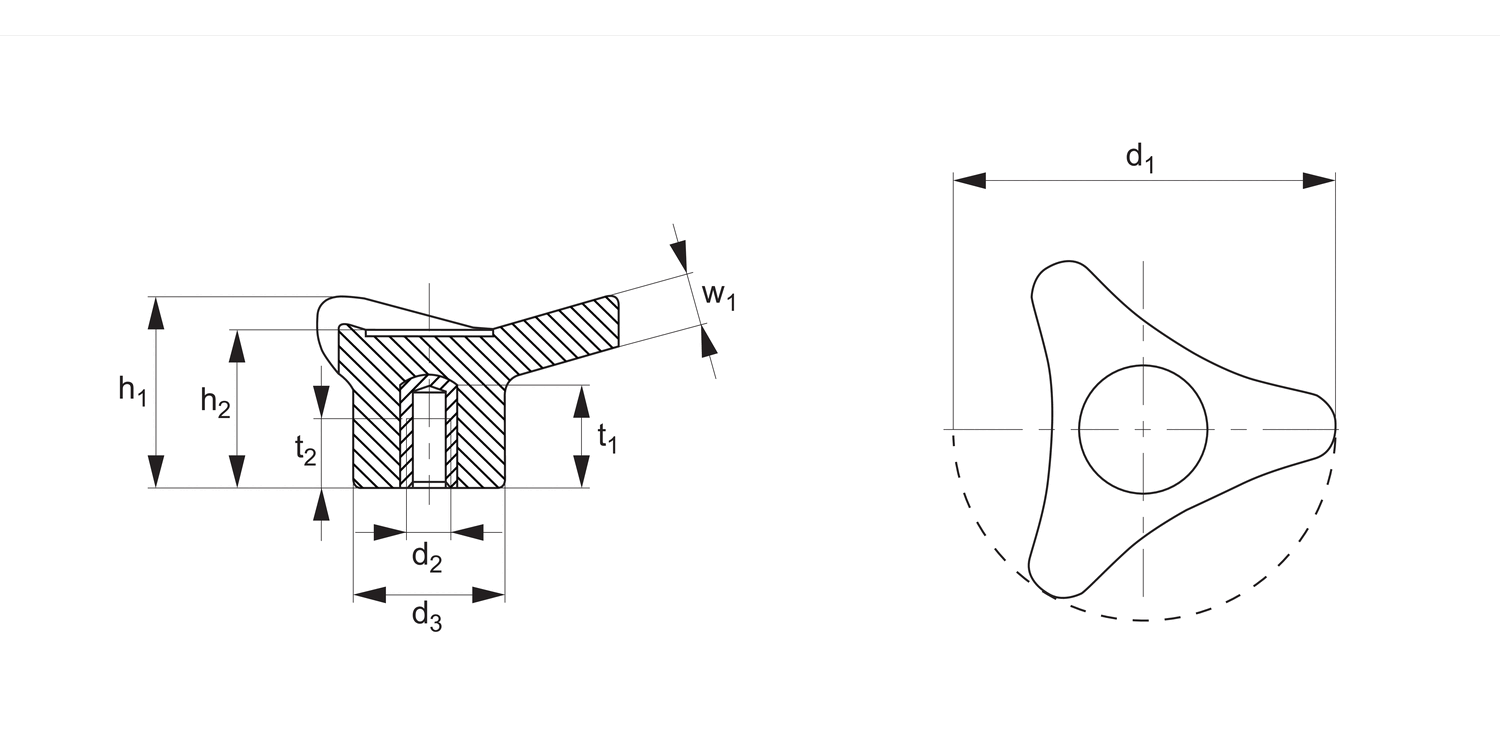 70620 Three Lobed Knobs