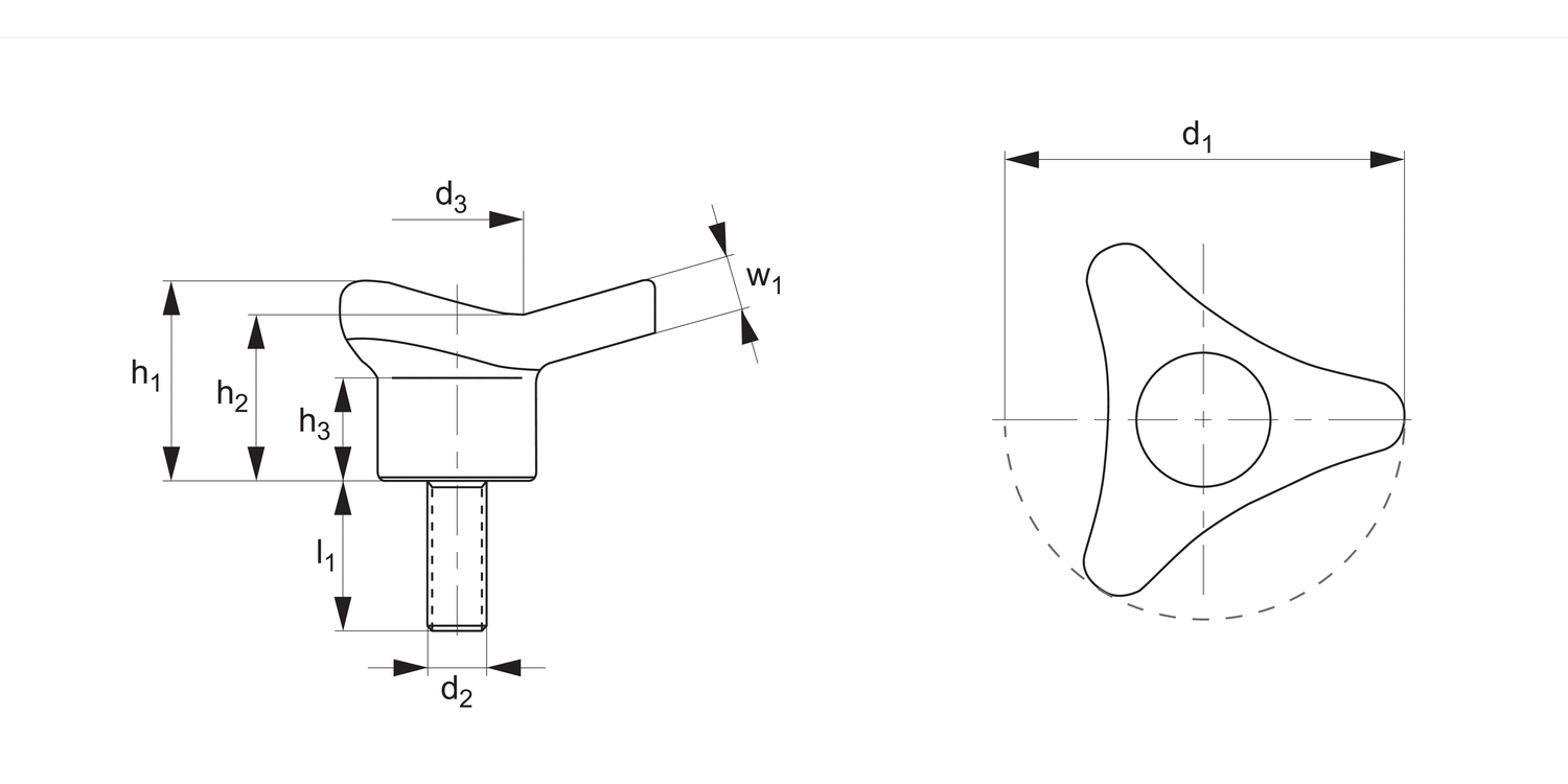 70630 Three Lobed Knobs