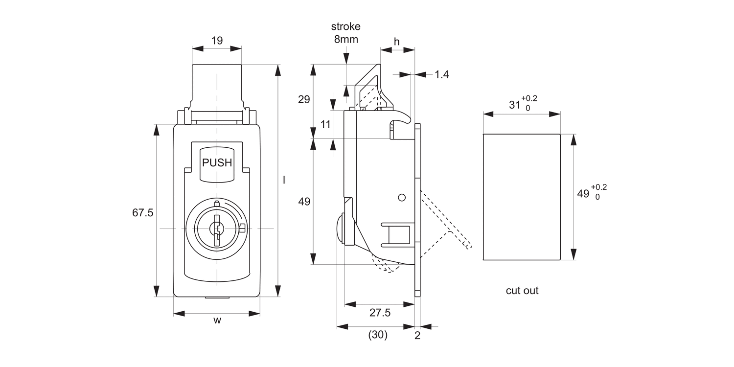 E2036 Touch Latches - Flush
